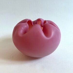 Antique Rose Bowl Pink White Cased Glass Vase Hand Blown Vintage